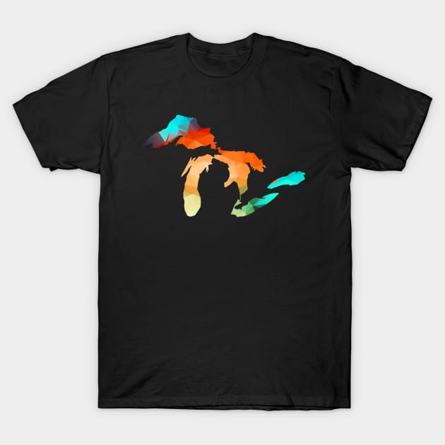 Michigan - Great Lakes in Fractal Colors T-Shirt by robotface